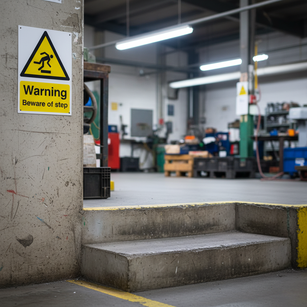 Warning Sign - Beware of step for warehouses, workplaces & anywhere there is large steps.